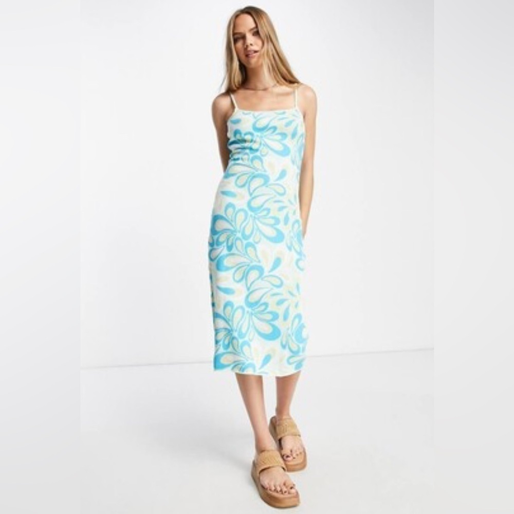 NA-KD X Miss Lisibell jacquard knitted midi dress in paisley print